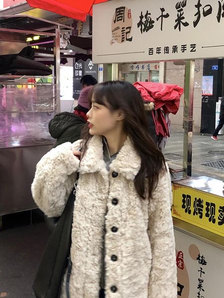 women's fur & faux 2021 of winter plush loose young short lamb furry mao coat female, Black
women's fur & faux 2021 of winter plush loose young short lamb furry mao coat female, Black