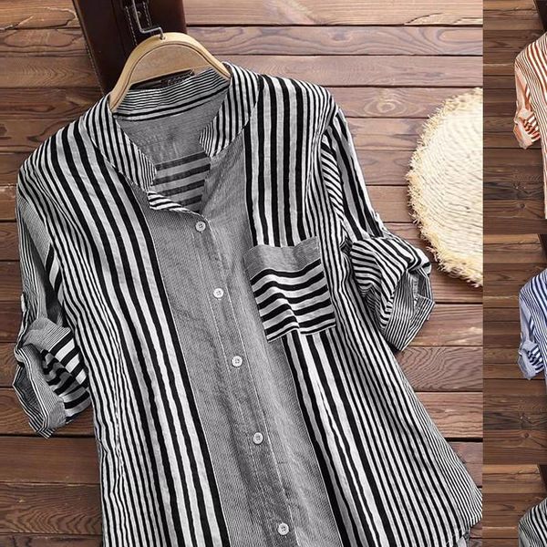 h35 womens and blouses 2021 plus size three quarter striped blouse print v neck loose blouse ropa mujer moda, White
h35 womens and blouses 2021 plus size three quarter striped blouse print v neck loose blouse ropa mujer moda, White