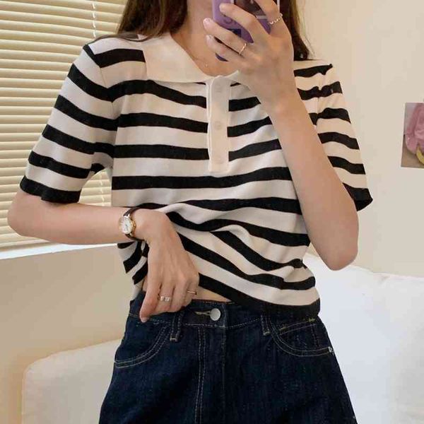 korean ulzzang harajuku bf polo shirt lapel chic striped pullover short sleeve t- women summer loose fashion 210608, White
korean ulzzang harajuku bf polo shirt lapel chic striped pullover short sleeve t- women summer loose fashion 210608, White