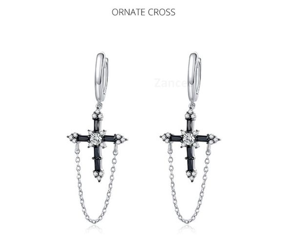 black cross with chain dangle earrings for women 925 sterling silver thanksgiving black mysterious elegant earrings, Golden
black cross with chain dangle earrings for women 925 sterling silver thanksgiving black mysterious elegant earrings, Golden