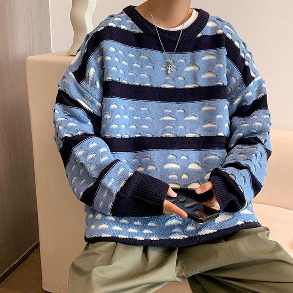 men's sweaters 2021 autumn arrivals striped sweater fashion brand design loose lazy wind trend perforated hip hop, White;black
men's sweaters 2021 autumn arrivals striped sweater fashion brand design loose lazy wind trend perforated hip hop, White;black