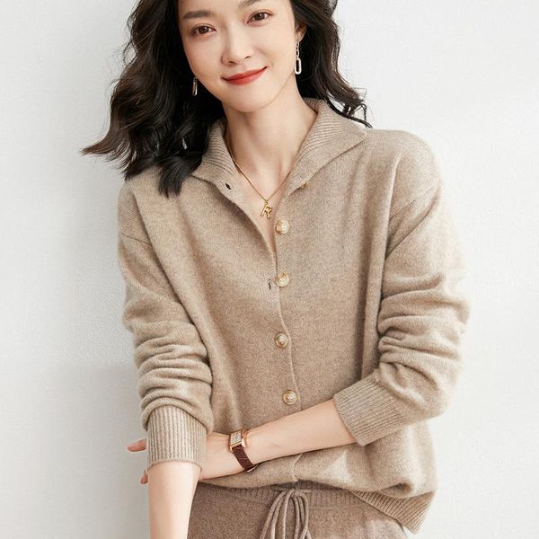 women's knits & tees ladies jacket autumn and winter korean pure wool cardigan soft knitted lapel sweater loose wild button chic solid, White
women's knits & tees ladies jacket autumn and winter korean pure wool cardigan soft knitted lapel sweater loose wild button chic solid, White
