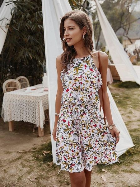 casual dresses women summer halter lace up floral print mini dress 2021 vintage sleeveless beach holiday boho vestidos, Black;gray
casual dresses women summer halter lace up floral print mini dress 2021 vintage sleeveless beach holiday boho vestidos, Black;gray