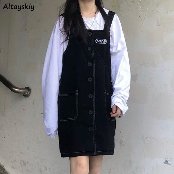 casual dresses denim dress women single breasted sleeveless student preppy slim strap vestidos korean style youth loose all-match chic, Black;gray
casual dresses denim dress women single breasted sleeveless student preppy slim strap vestidos korean style youth loose all-match chic, Black;gray