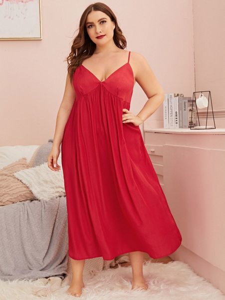 plus solid cami night dress 89n9#, Black;white
plus solid cami night dress 89n9#, Black;white