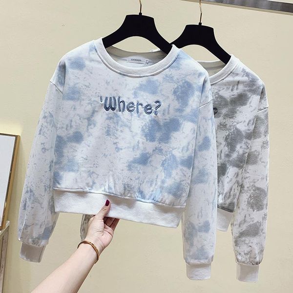 women's hoodies & sweatshirts autumn high street tie dye letter embroidery baby sweatshirt o-neck short pullover cropped moletom femin, Black
women's hoodies & sweatshirts autumn high street tie dye letter embroidery baby sweatshirt o-neck short pullover cropped moletom femin, Black