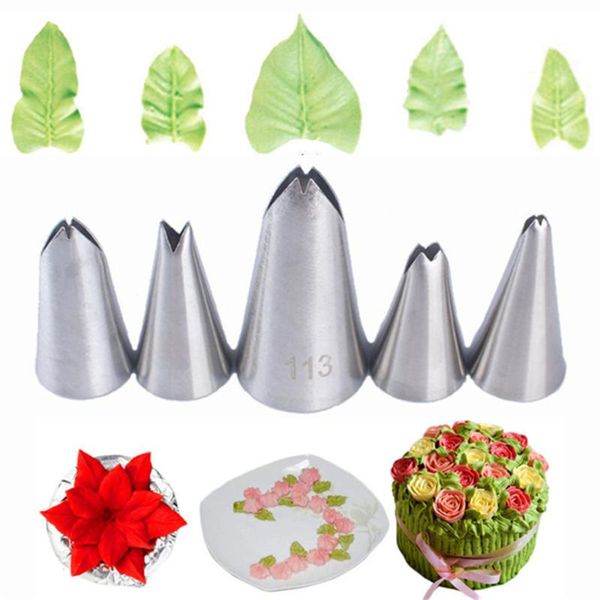 baking & pastry tools 5pcs stainless steel leaf mouth piping nozzle set cupcake cream tip fondant decorating kitchen
baking & pastry tools 5pcs stainless steel leaf mouth piping nozzle set cupcake cream tip fondant decorating kitchen