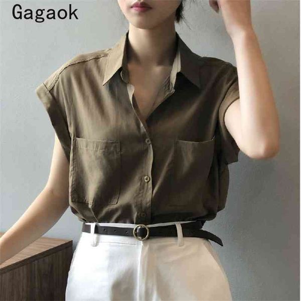 women office lady fashion shirt summer solid turn-down collar pockets short casual wild simple and blouses 210531, White
women office lady fashion shirt summer solid turn-down collar pockets short casual wild simple and blouses 210531, White
