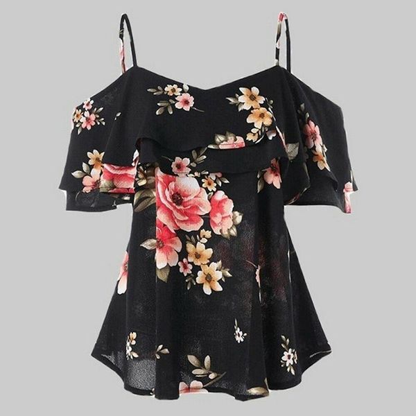 women's fashion clothes ladies summer boho ruffles shirts floral printed blouse woman loose shirt cold shoulder, White
women's fashion clothes ladies summer boho ruffles shirts floral printed blouse woman loose shirt cold shoulder, White
