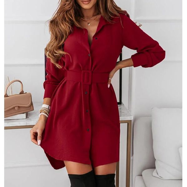 casual dresses autumn spring women lapel neck shirt dress solid color long sleeve single-breasted mini with belt female fashion, Black;gray
casual dresses autumn spring women lapel neck shirt dress solid color long sleeve single-breasted mini with belt female fashion, Black;gray