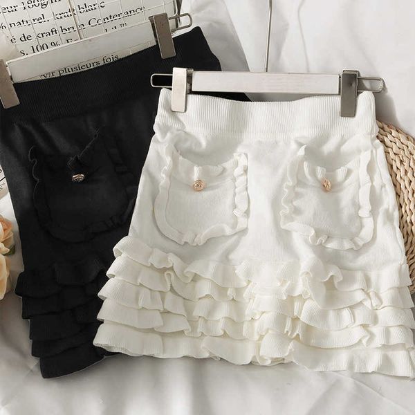 skirts ruffles ball gown knitted mini women korean elastic waist summer buttons white casual knitwear z364 6can, Black
skirts ruffles ball gown knitted mini women korean elastic waist summer buttons white casual knitwear z364 6can, Black