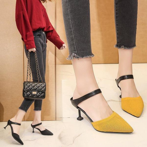 llogai 2021 spring closed-toe sandals women's korean-style fine high heel shoes lazy network infrared wear slippers, Black
llogai 2021 spring closed-toe sandals women's korean-style fine high heel shoes lazy network infrared wear slippers, Black