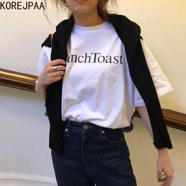 korejpaa women t-shirts summer korean chic girls simple casual all-match basic round neck letter print loose pullovers 210526, White
korejpaa women t-shirts summer korean chic girls simple casual all-match basic round neck letter print loose pullovers 210526, White