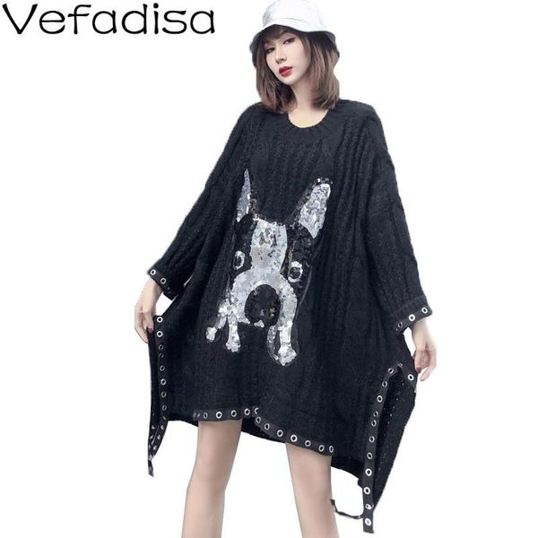 women's sweaters vefadisa sequin pullovers sweater dress woman 2021 winter thick black animal dog print irregular qyf1473, White;black
women's sweaters vefadisa sequin pullovers sweater dress woman 2021 winter thick black animal dog print irregular qyf1473, White;black