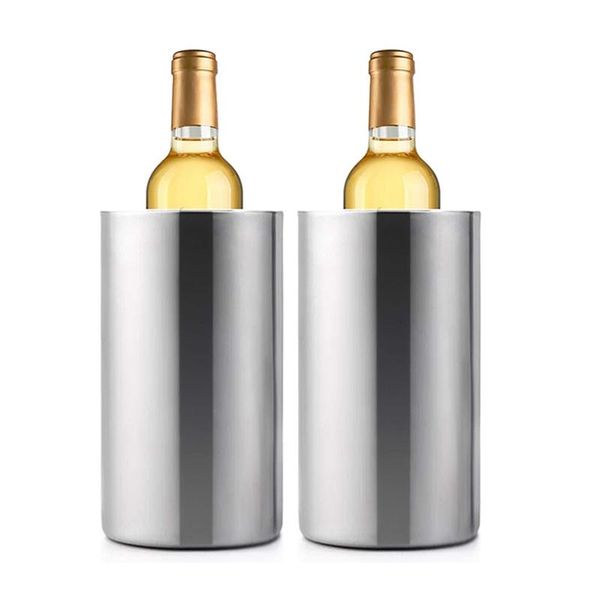 tablewine racks 2 pack stainless steel double wall cooler bucket, keeps cold for hours bottle chiller with clamp
tablewine racks 2 pack stainless steel double wall cooler bucket, keeps cold for hours bottle chiller with clamp