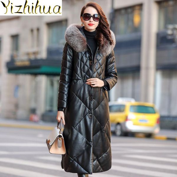 women's leather & faux genuine jacket 2021 women long winter down jackets sheepskin coat female fur collar mujer chaqueta 8, Black
women's leather & faux genuine jacket 2021 women long winter down jackets sheepskin coat female fur collar mujer chaqueta 8, Black
