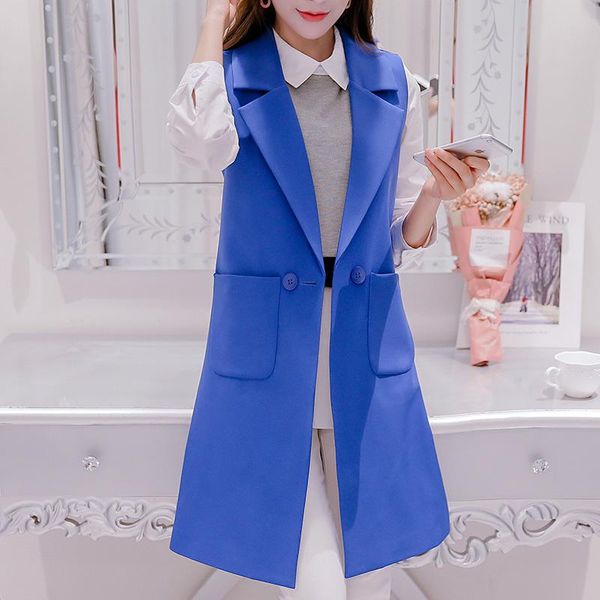 women's vests 2021 women blue white black long vest coat korean waistcoat sleeveless jacket pocket outwear casual roupa female f33, Black;white
women's vests 2021 women blue white black long vest coat korean waistcoat sleeveless jacket pocket outwear casual roupa female f33, Black;white