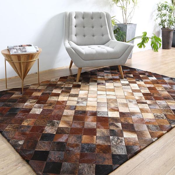 american style luxury natural brown color cowhide patchwork rug genuine calfskin fur chequer carpet for living room
american style luxury natural brown color cowhide patchwork rug genuine calfskin fur chequer carpet for living room