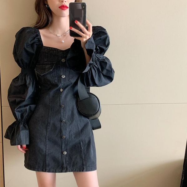 casual dresses fashion autumn women dress lady long sleeve denim shirt lantern squear neck slim party clothes, Black;gray
casual dresses fashion autumn women dress lady long sleeve denim shirt lantern squear neck slim party clothes, Black;gray