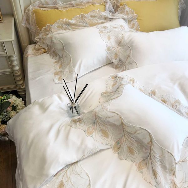 french simple 80 thread austrian lanjing tencel four piece set feather lace quilt cover summer bedding
french simple 80 thread austrian lanjing tencel four piece set feather lace quilt cover summer bedding