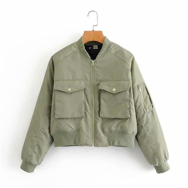 women's jackets army green flight jacket 2021 spring fashion short large pocket with cotton baseball collar coat women street style, Black;brown
women's jackets army green flight jacket 2021 spring fashion short large pocket with cotton baseball collar coat women street style, Black;brown