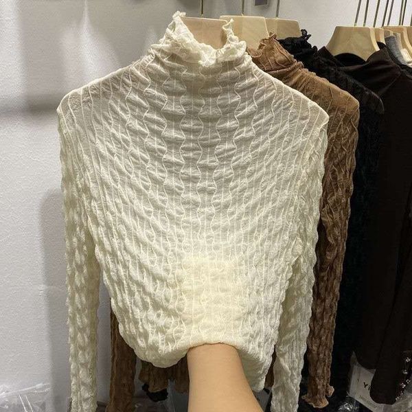 spring women long sleeve basic all-match white lace shirts elegant turtleneck korean blouse base shirt camisas mujer 210603
spring women long sleeve basic all-match white lace shirts elegant turtleneck korean blouse base shirt camisas mujer 210603
