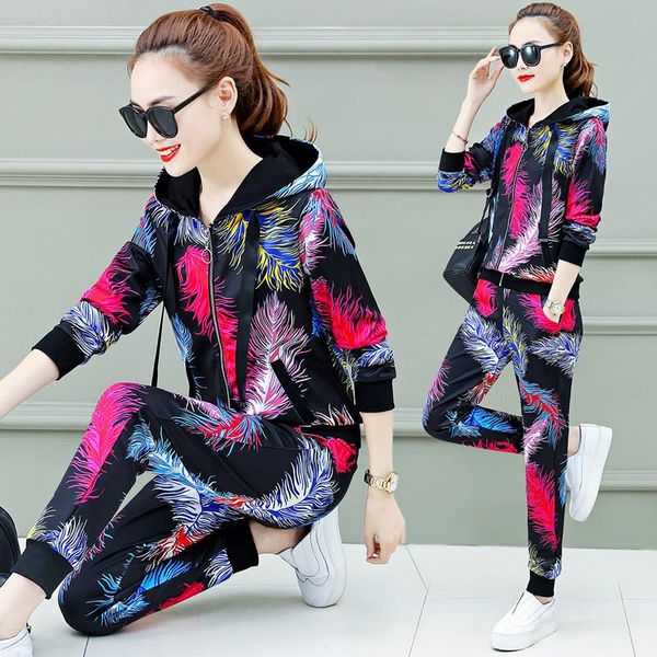 two piece dress autumn women 2 pieces sets feather print hoodies jacket ankle length harem pants tracksuits female hooded outfits sports, White
two piece dress autumn women 2 pieces sets feather print hoodies jacket ankle length harem pants tracksuits female hooded outfits sports, White