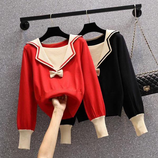 women's sweaters 4xl plus size women autumn winter patchwork office sweater 2021 long sleeve bow square collar kintting oversized pullo, White;black
women's sweaters 4xl plus size women autumn winter patchwork office sweater 2021 long sleeve bow square collar kintting oversized pullo, White;black
