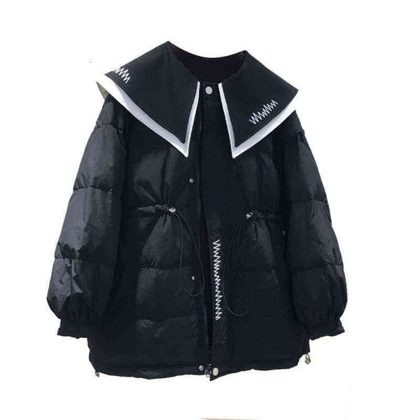 winter 2021 doll collar embroidery waist closing medium long white duck down cotton et women's design sense minority coat, Black
winter 2021 doll collar embroidery waist closing medium long white duck down cotton et women's design sense minority coat, Black
