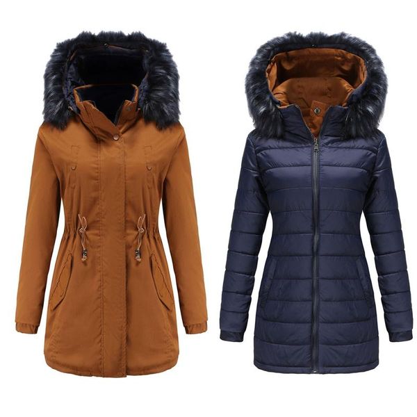 women's jackets coat women ladies fur lining womens winter warm thick long jacket hooded overcoat chaquetas mujer 2021, Black;brown
women's jackets coat women ladies fur lining womens winter warm thick long jacket hooded overcoat chaquetas mujer 2021, Black;brown