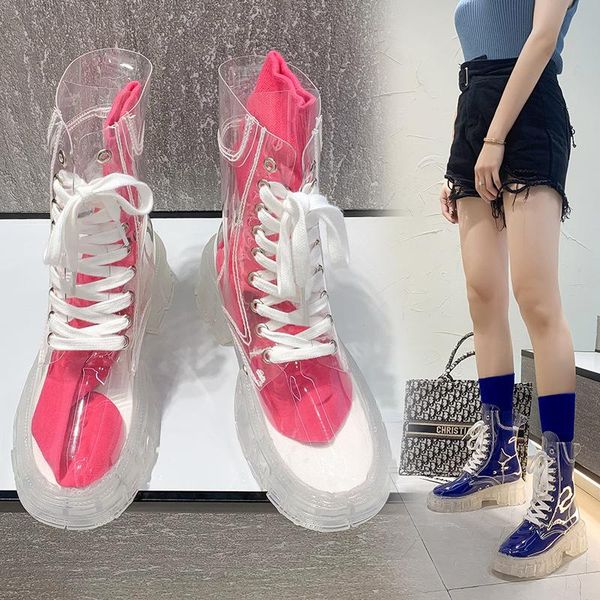 boots summer korean lace-up women 2021 short stockings fashion casual sandals tide waterproof transparent square heel, Black
boots summer korean lace-up women 2021 short stockings fashion casual sandals tide waterproof transparent square heel, Black