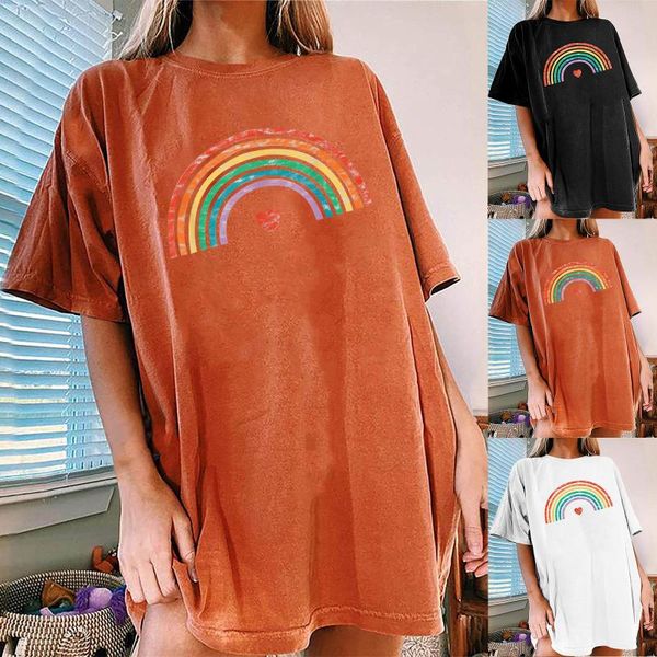 women's t-shirt 2021 rainbow pattern printed round neck short-sleeved graphic tee omighty aesthetic clothes, White
women's t-shirt 2021 rainbow pattern printed round neck short-sleeved graphic tee omighty aesthetic clothes, White