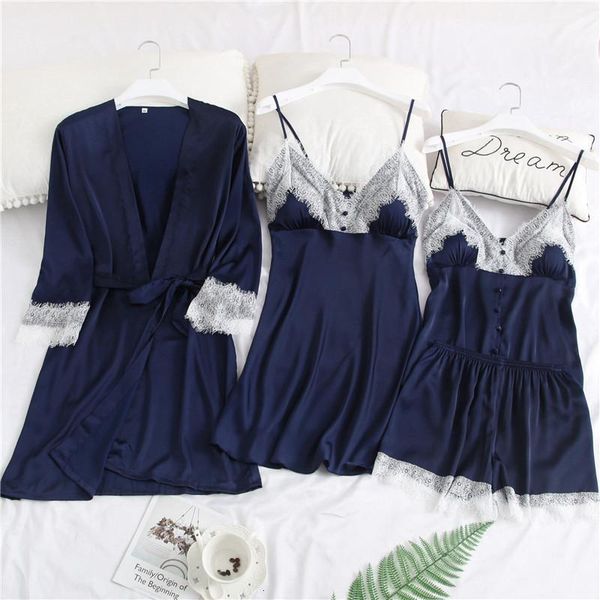 spring new satin women 4pcs pajamas suit nightgown cami&shorts&robe&nighty home wear casual v-neck sleepwear set nightwear, Black;red
spring new satin women 4pcs pajamas suit nightgown cami&shorts&robe&nighty home wear casual v-neck sleepwear set nightwear, Black;red
