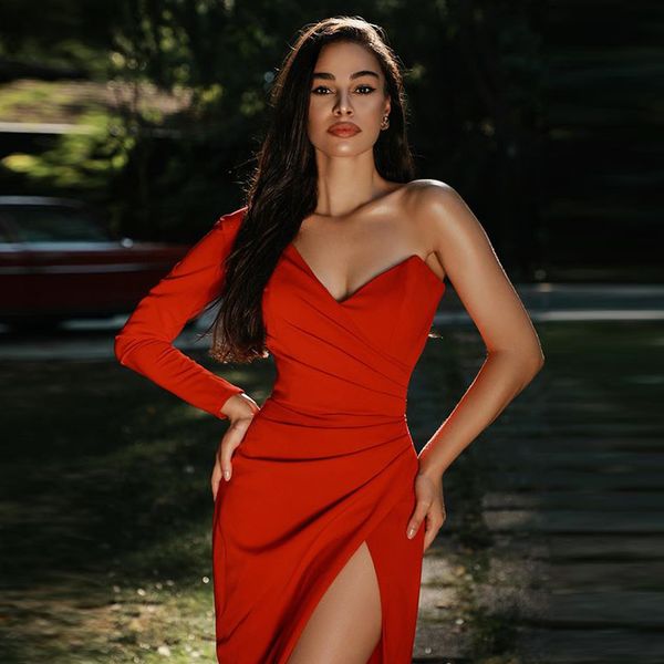 new summer women elegant red one shoulder v neck 2021 long sleeve club celebrity evening runway maxi party es 4nyd, Black;gray
new summer women elegant red one shoulder v neck 2021 long sleeve club celebrity evening runway maxi party es 4nyd, Black;gray