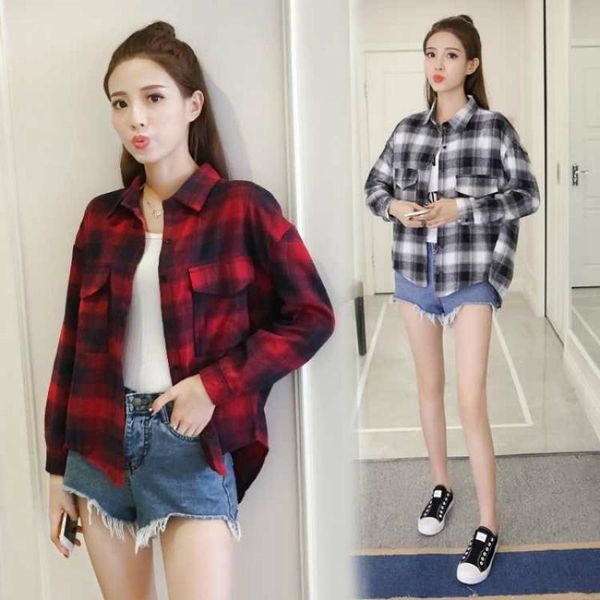 women's blouses & shirts 2021 fashion women summer blouse long sleeve female big plaid shirt cotton vintage korean novelty streetwear, White
women's blouses & shirts 2021 fashion women summer blouse long sleeve female big plaid shirt cotton vintage korean novelty streetwear, White