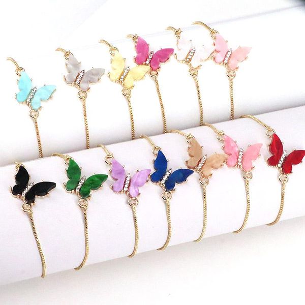 link, chain 10pcs acrylic butterfly bracelet gold-color, jewelry cz dainty adjustable , gift for her, Black
link, chain 10pcs acrylic butterfly bracelet gold-color, jewelry cz dainty adjustable , gift for her, Black