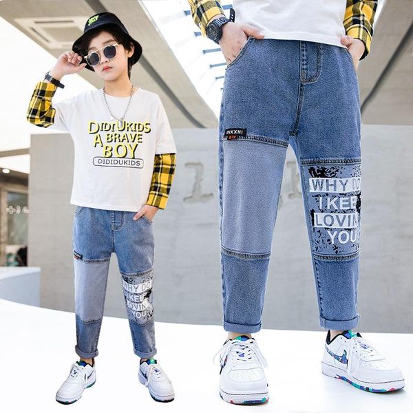 big boys patchwork jeans straight printing vintage high waist denim distressed streetwear 2021 spring fall kids boys jeans pants, Blue
big boys patchwork jeans straight printing vintage high waist denim distressed streetwear 2021 spring fall kids boys jeans pants, Blue