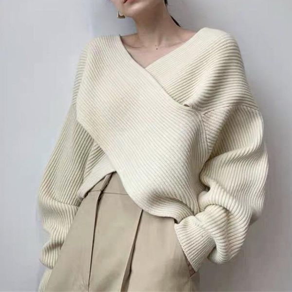 women's sweaters korean v-neck cross design knitted sweater female spring and autumn solid color long sleeved casual pullover clothing, White;black
women's sweaters korean v-neck cross design knitted sweater female spring and autumn solid color long sleeved casual pullover clothing, White;black