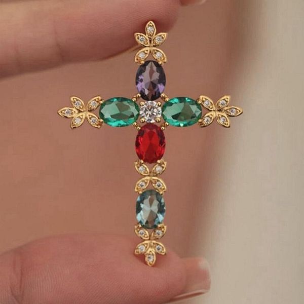 chains colorful cubic zircon cross pendants necklace for women crystal glass stone gold color plated cz bohemian jewelry, Silver
chains colorful cubic zircon cross pendants necklace for women crystal glass stone gold color plated cz bohemian jewelry, Silver