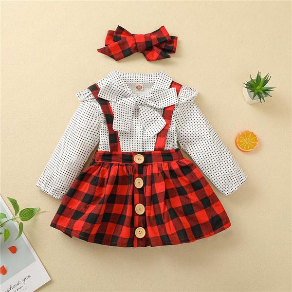 girl's dresses baby girls three-piece clothes set, long sleeve blouse and plaid printed pattern suspender skirt headdress christmas, Red;yellow
girl's dresses baby girls three-piece clothes set, long sleeve blouse and plaid printed pattern suspender skirt headdress christmas, Red;yellow