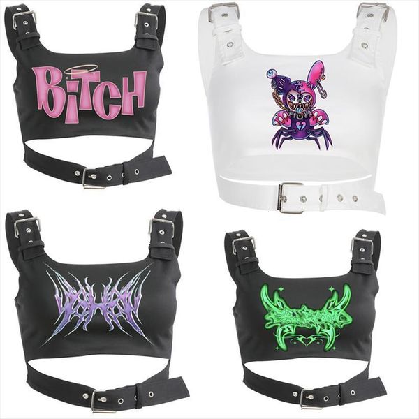 aesthetic y2k harajuku women tanks kawaii gothic street skinny, White 
aesthetic y2k harajuku women tanks kawaii gothic street skinny, White