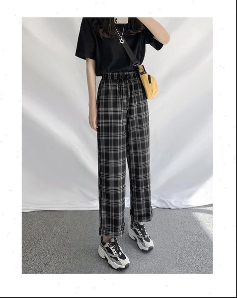 new vintage plaid pants womens high waist elastic korean harajuku long trousers straight leisure loose jogger pantalones, Black;white
new vintage plaid pants womens high waist elastic korean harajuku long trousers straight leisure loose jogger pantalones, Black;white