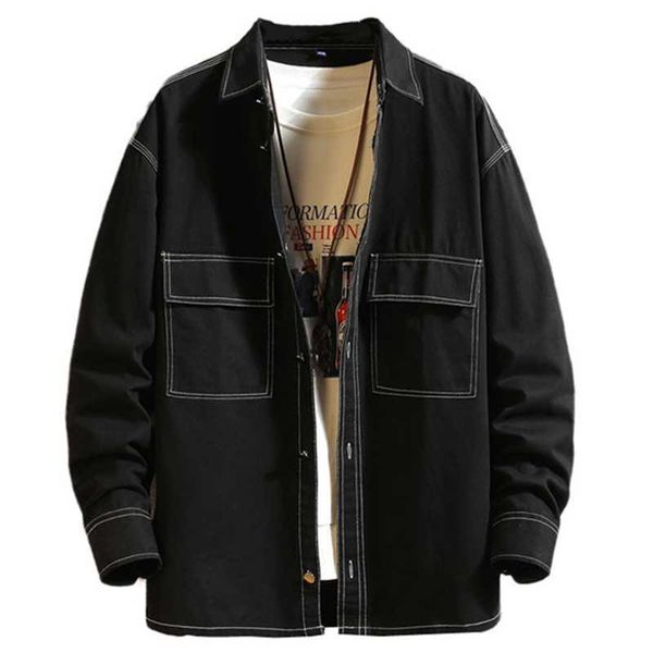 solid color cotton loose long sleeve shirt autumn fashion middle-aged men's trendy pocket decorated thick shirt jacket 210531, White;black
solid color cotton loose long sleeve shirt autumn fashion middle-aged men's trendy pocket decorated thick shirt jacket 210531, White;black