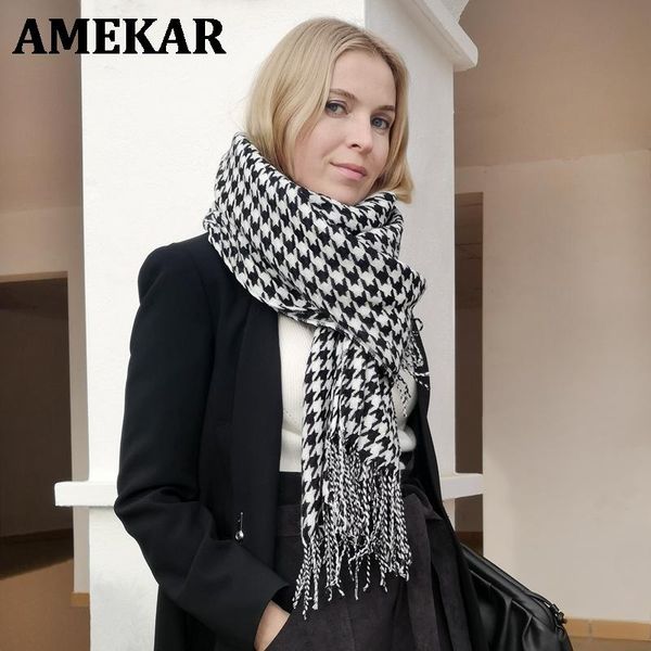 scarves women winter thick fashion soft warm lady cashmere white and black long houndstooth scarf with tassel, Blue;gray
scarves women winter thick fashion soft warm lady cashmere white and black long houndstooth scarf with tassel, Blue;gray