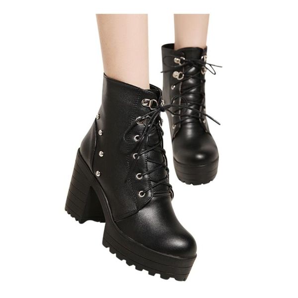 boots sagace shoes women winter round toe lace-up buty damskie white sqaure high heels for booties platform, Black
boots sagace shoes women winter round toe lace-up buty damskie white sqaure high heels for booties platform, Black