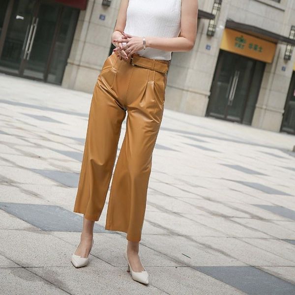 women's pants & capris sashes womens high waist loose genuine leather wide leg streetwear autumn casual sheepskin straight trousers, Black;white
women's pants & capris sashes womens high waist loose genuine leather wide leg streetwear autumn casual sheepskin straight trousers, Black;white