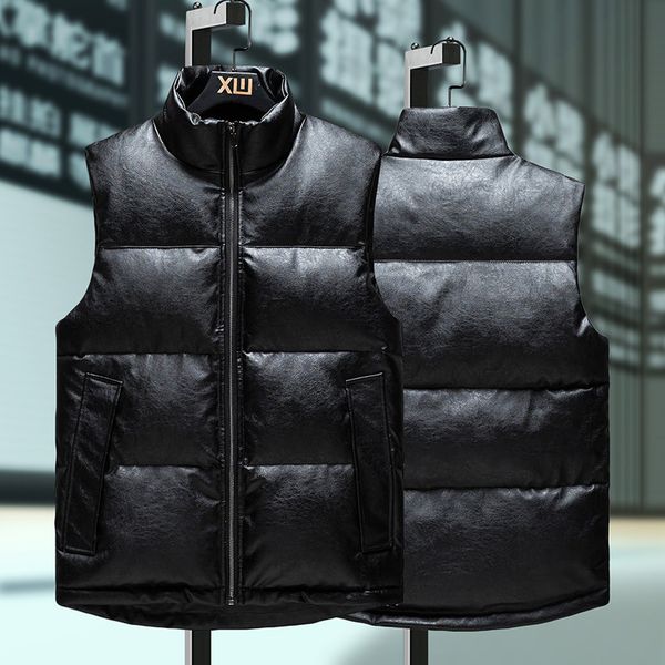 large size men's autumn winter pu leather coat down jacket trend cotton fashionable and handsome women's vest, Black;white
large size men's autumn winter pu leather coat down jacket trend cotton fashionable and handsome women's vest, Black;white