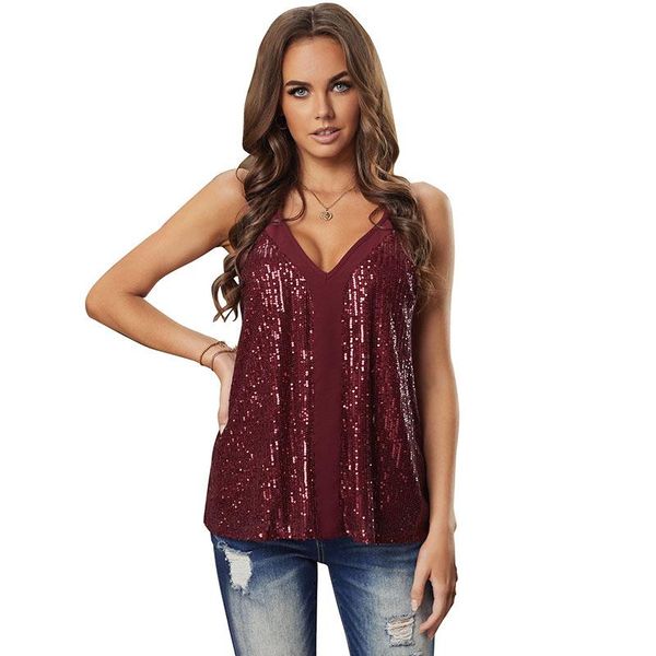women's vest 2021 spring summer sequins lace camisole loose fashion versatile v neck solid color casual club style tank top, White
women's vest 2021 spring summer sequins lace camisole loose fashion versatile v neck solid color casual club style tank top, White