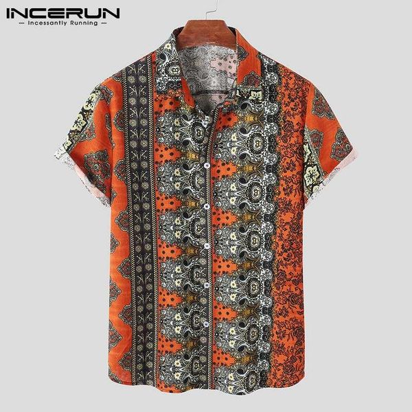men's casual shirts incerun vintage men printed shirt summer lapel short sleeve cotton hawaiian streetwear 2021 ethnic style camisas, White;black
men's casual shirts incerun vintage men printed shirt summer lapel short sleeve cotton hawaiian streetwear 2021 ethnic style camisas, White;black