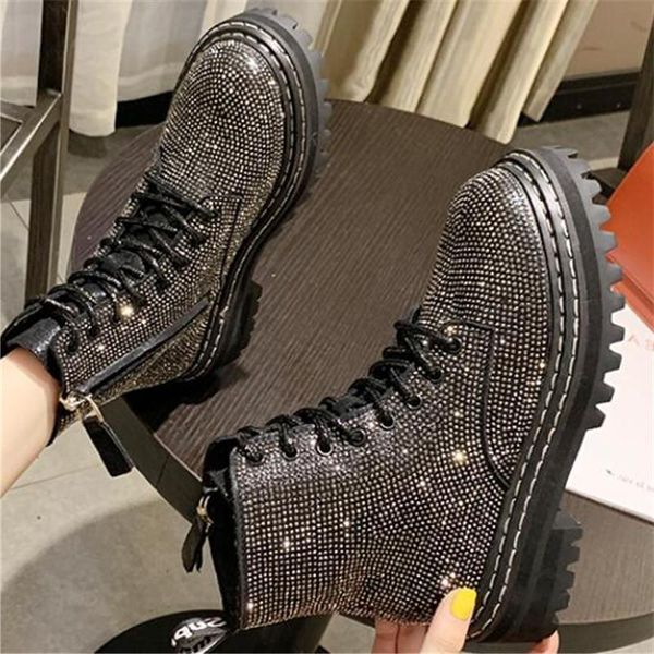 boots 2021 autumn fashion shoes woman leather bling rhinestone lace-up booties women round toe ankle botas mujer black
boots 2021 autumn fashion shoes woman leather bling rhinestone lace-up booties women round toe ankle botas mujer black